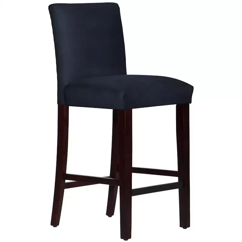 Skyline Furniture Hendrix Barstool Velvet Navy: Upholstered, Tapered Legs, 31" Seat Height
