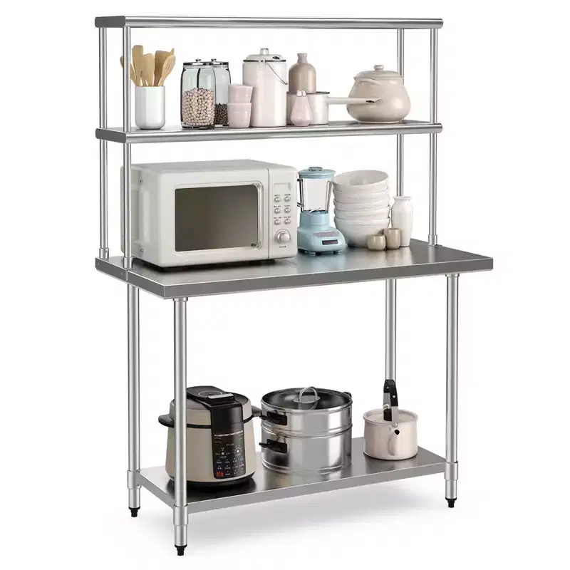 Stainless Steel Work Table with Overshelves, 48