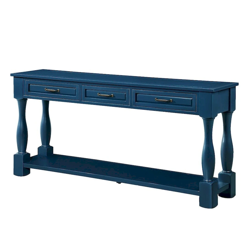 63 Solid Wood Console Table with 3 Drawers and 1 Bottom Shel