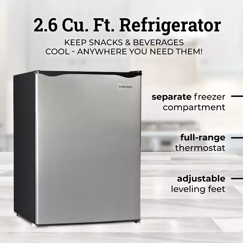 Igloo IRF26PL6A 2.6 Cu. Ft. Classic Compact Single Door Refrigerator Freezer - Platinum