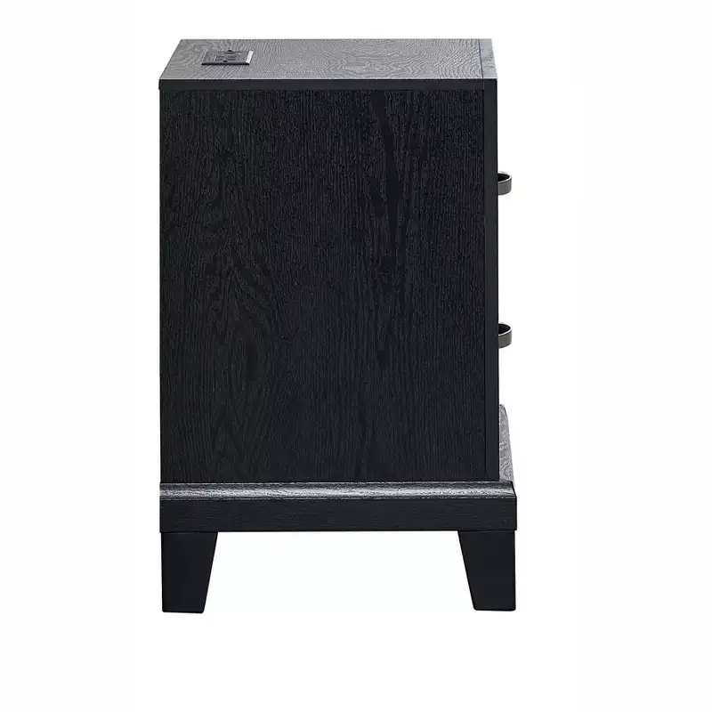 Passion Furniture Livingston Black 2-Drawer 23 in. W Nightstand