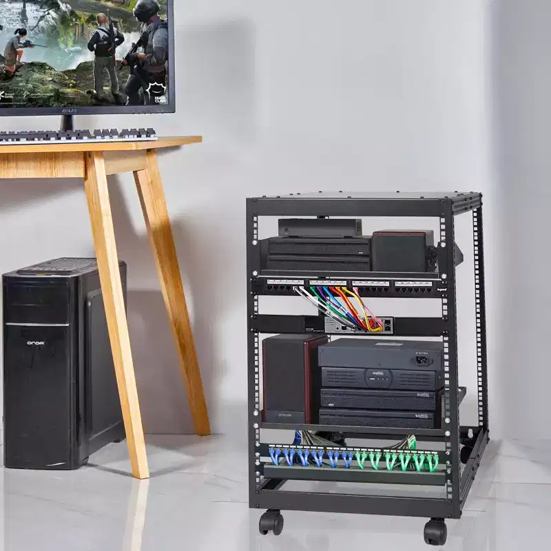 Carbon Steel Open Frame Server Cabinet, 15U, 30