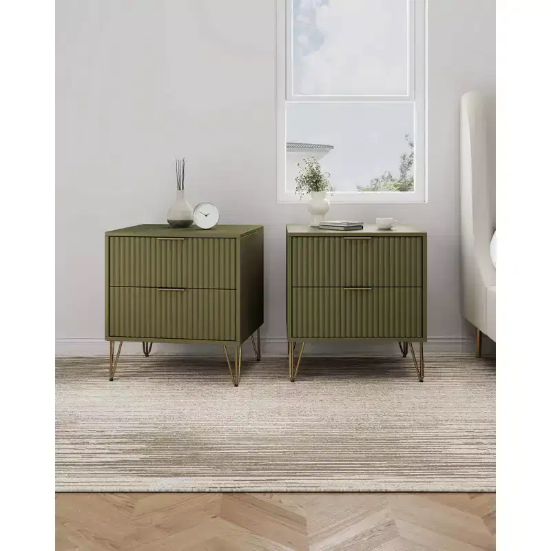 Dumbo 2 Drawer Nightstands Olive Green