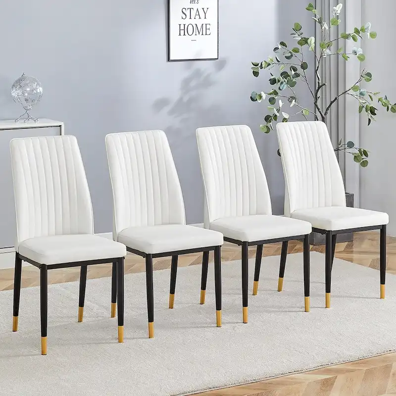 Set of 4 Modern PU Leather Dining Chairs – Waterproof, Easy Clean, Quick Assembly
