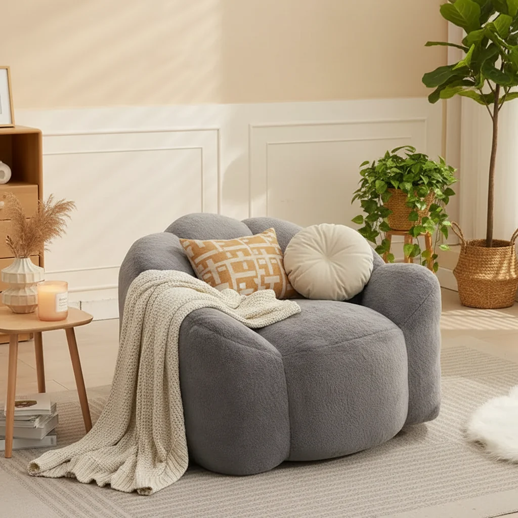 Modern Relax Oversized Plush Sofa Chair with Armrest, Deep Seat Single Sofa for Living Room, Apartment, Guestroom