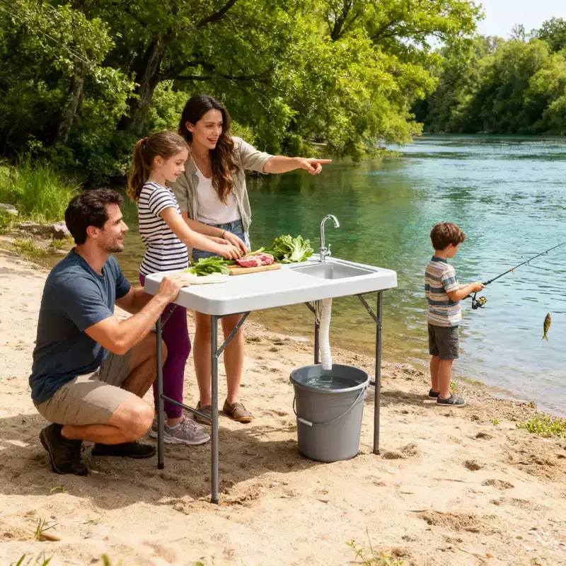 Karl Home 44.8 inch Patio Folding Fish Cleaning Table