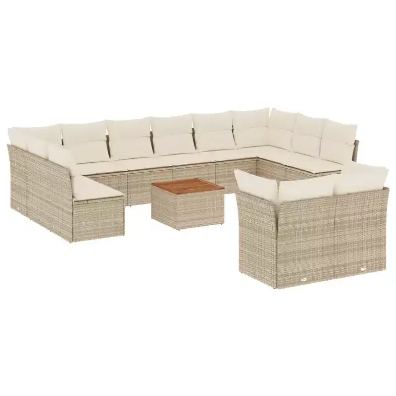 vidaXL Patio Sofa Set with Cushions Outdoor Furniture 13 Piece Poly Rattan