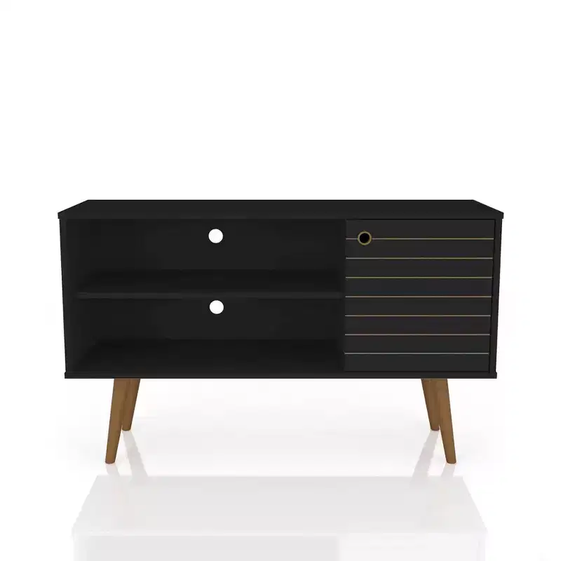 Liberty Mid-Century Modern 2 Shelves and 1 Door TV Stand for TVs up to 46 - Manhattan Comfort