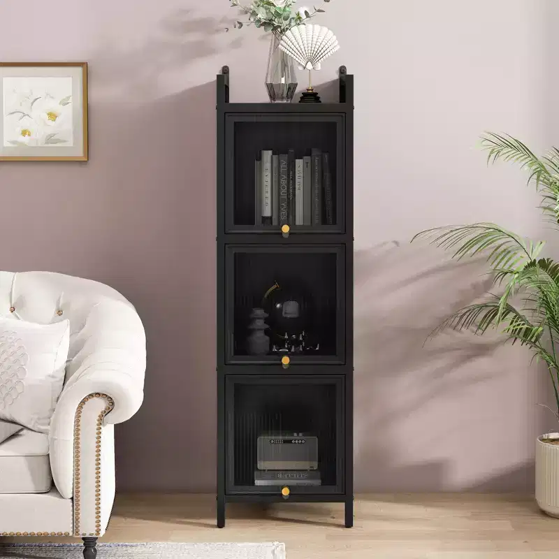 GDFStudio Maurice 13.78'' Contemporary Tempered Glass Door Cabinet