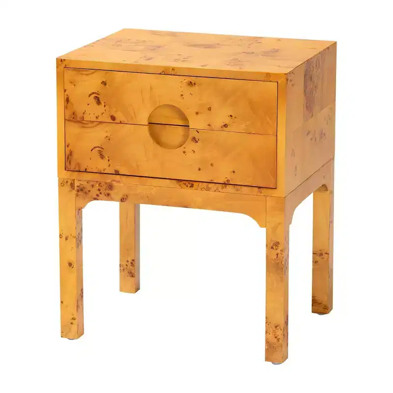 bali & pari Kayla Wood 2 Drawer Nightstand Light Mappa Burl