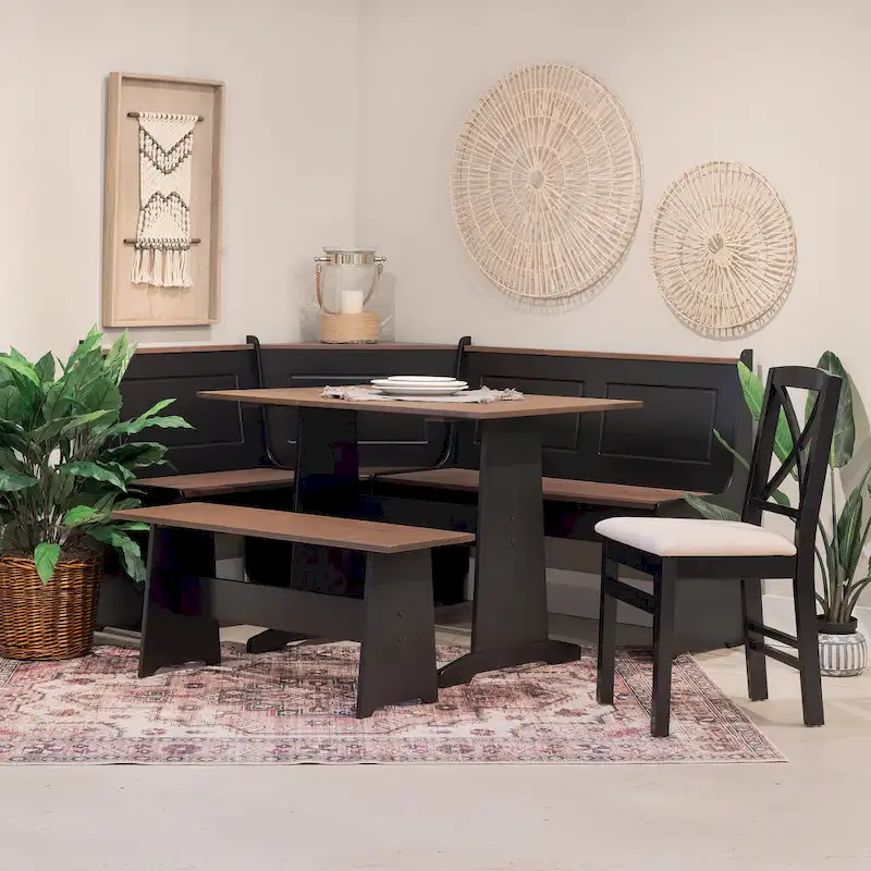 Middlecreek Wood Farmhouse Breakfast Nook Dining Set