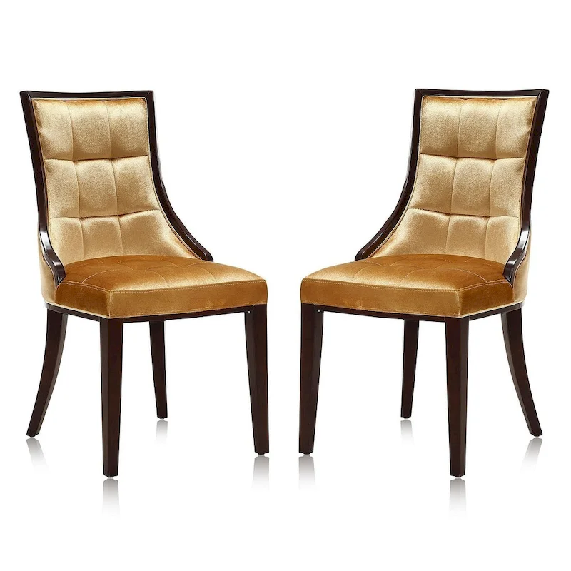 Fifth Avenue Cream and Walnut Faux Leather Dining Chair (Set of Two)
