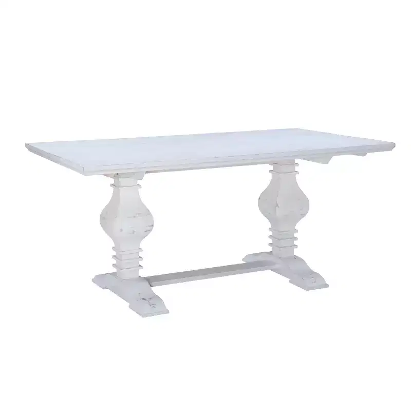 Solid Pine Dining Table - Double Pedestal, Rustic Honey, Seats 4