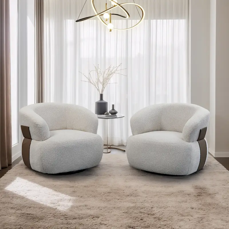 Kieon 33W 360 Swivel Modern Barrel Chair Accent Chair Set of 2
