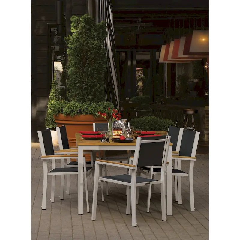 Oxford Garden Travira 7 Piece Natural Tekwood Dining Set