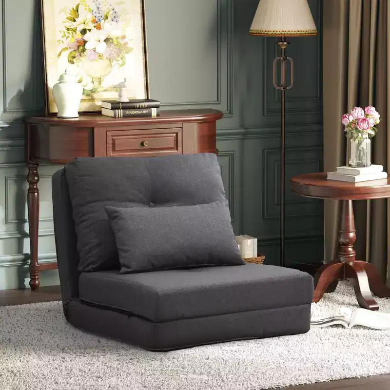 Convertible Bean Bag Floor Chair, Lazy Sofa Bed with Adjustable Backrest for Living Room or Bedroom