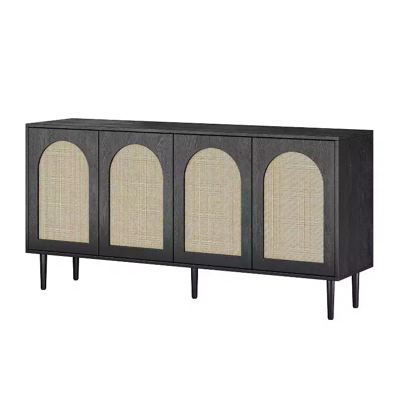 Lenz 63 Wide Modern Rattan Design Sideboard with 2 Adjustable Shelves|ART OF LIVING DESIGNS