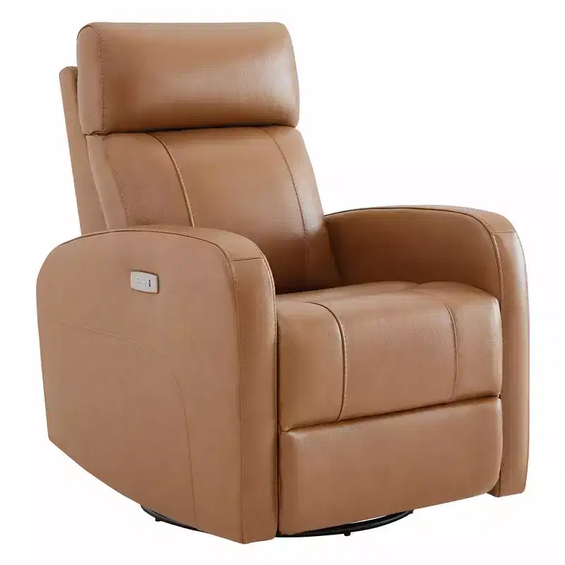 Spruce & Spring Leather Power Swivel Glider Rocking Recliner with USB Ports