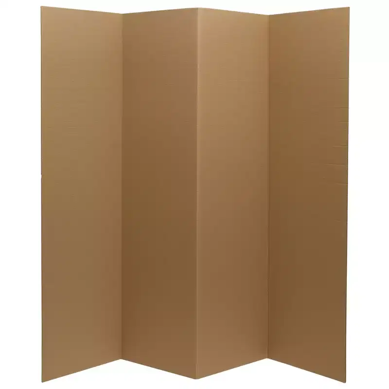 Brown / White 4-Panel Folding Room Divider – 1 Person