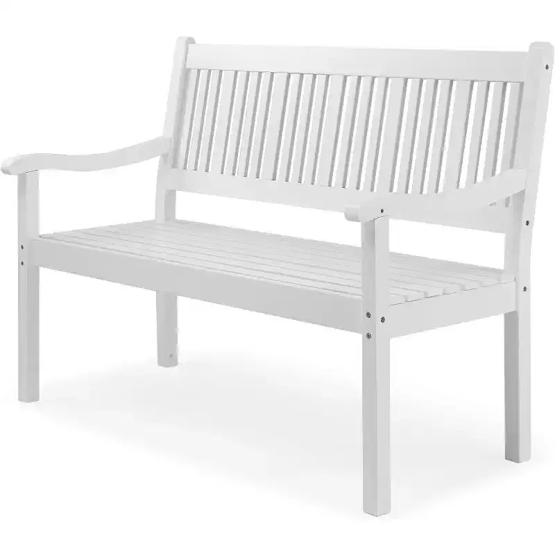 VINGLI 50 Outdoor Bench Patio Bench, Wood Front Porch Garden Bench for Yard Patio Park Outside, All Weather 800lb Capacity(White)