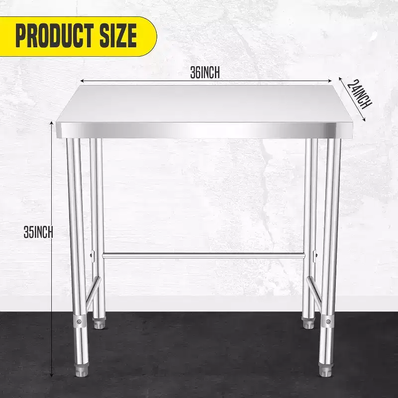 Island Workbench, 304 Stainless Steel,Gloves & Rag Included, Silver, for Commercial Kitchen?