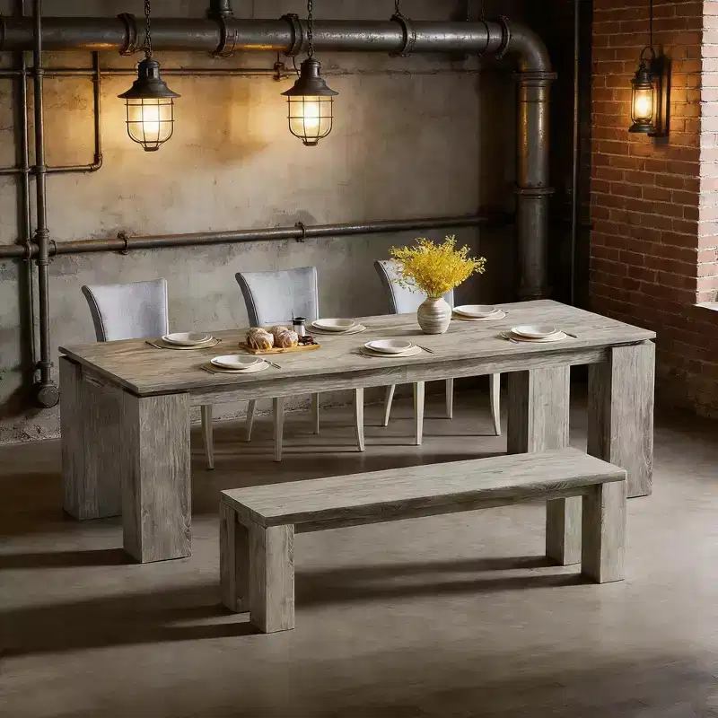 Modern Dining Table, Extra Long Kitchen Table for 6-8