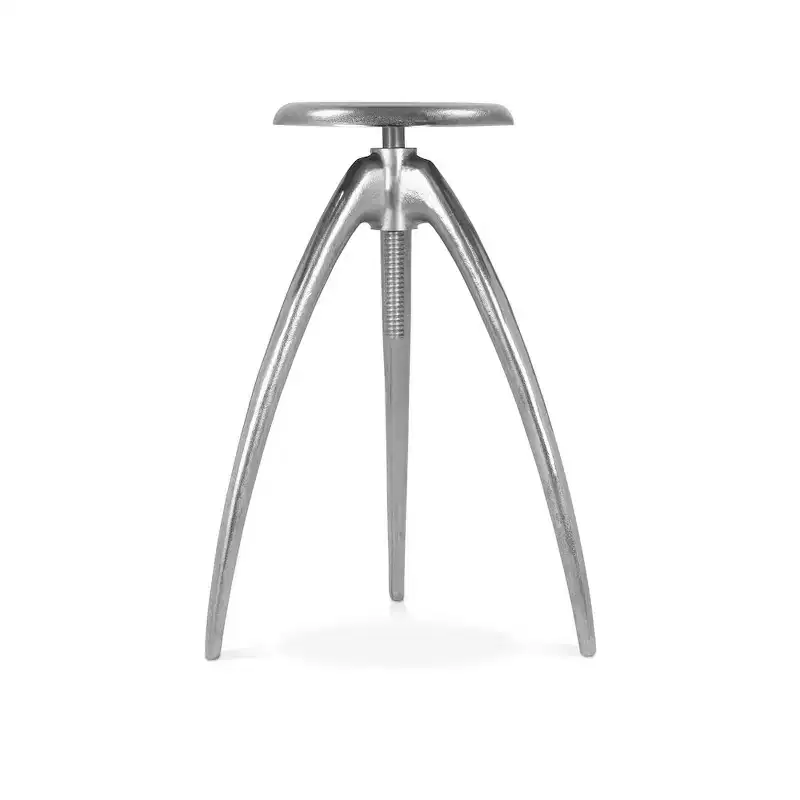 Silver Aluminum Counter/Bar Stool, Adjustable Height, Backless Armless