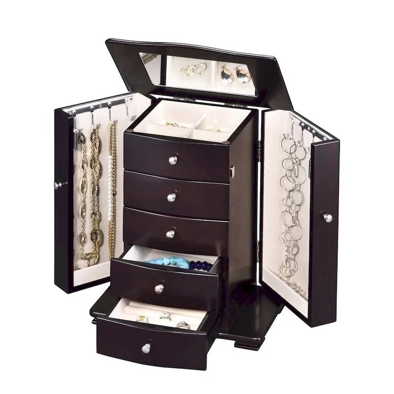 Dark Wood Tall Jewelry Box