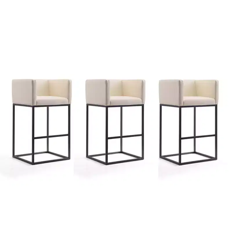 Set of 3 Embassy Upholstered Metal Barstools - Manhattan Comfort