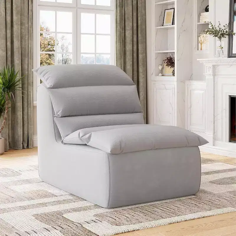 Lazy Floor Sofa with High-Resilience Foam and Non-Slip Base for Gaming, Living Room or Bedroom, Gray