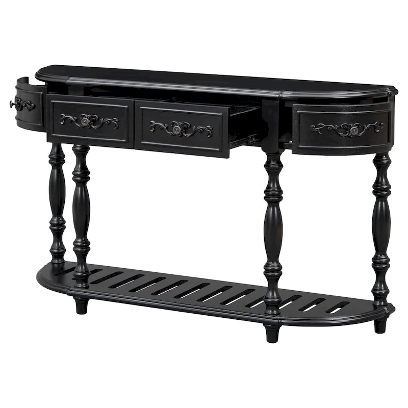 Merax Curved Console Table with 4 Drawers and 1 Shelf