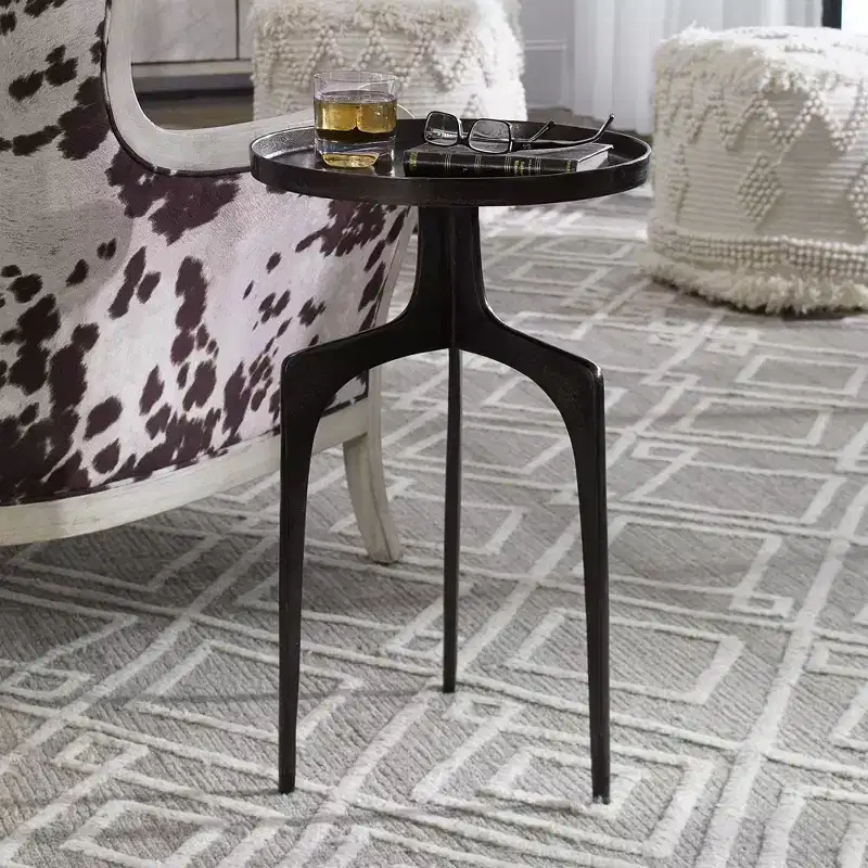 Uttermost Industrial Bronze Aluminum Round Accent Table 16 Wide Brown Curved Legs for Living Room Bedroom Bedside Entryway House