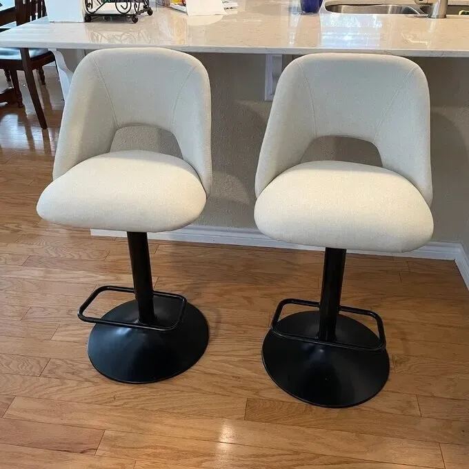 17.7 Bigger Base Vinyl Adjustable Height Swivel Bar Stool, Set of 2 - 32x17x17