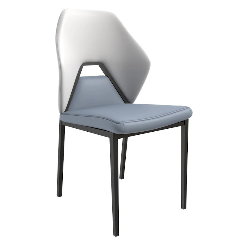 Leather Dining Chair in Black Iron Modern Upholstered Accent Kitchen Side Chair