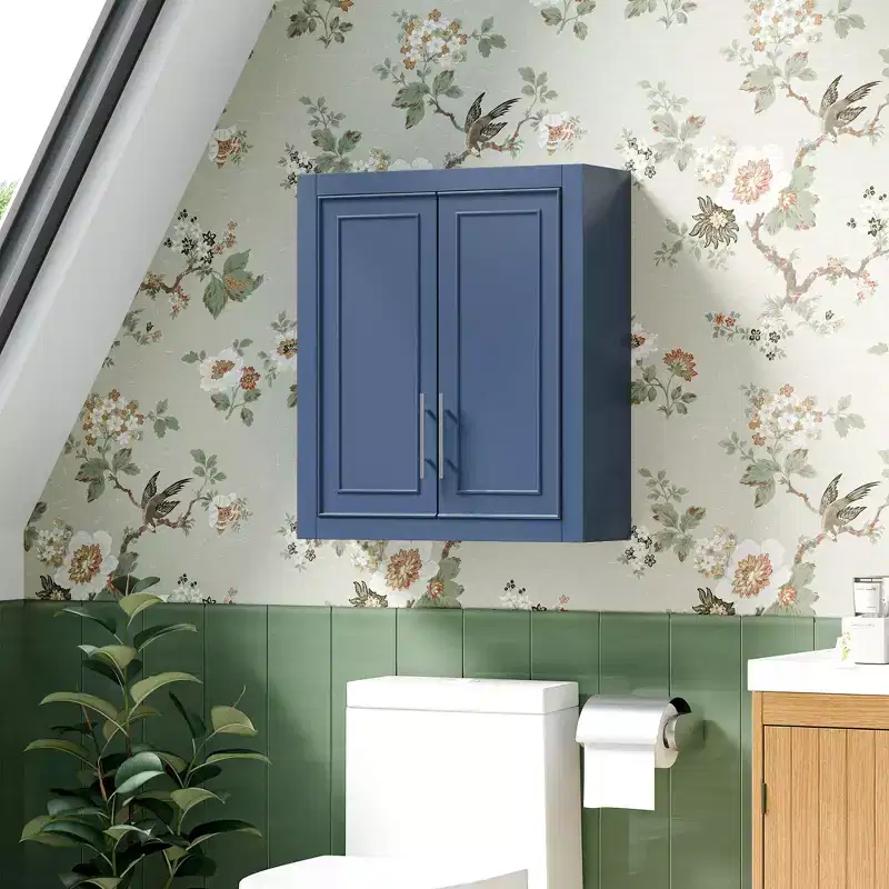 Wall Mounted Bathroom Cabinet Double Door Over Toilet Storage Cabinet with Adjustable Shelves Wall Organizer for Bathroom Kitchen Laundry Room Bedroom
