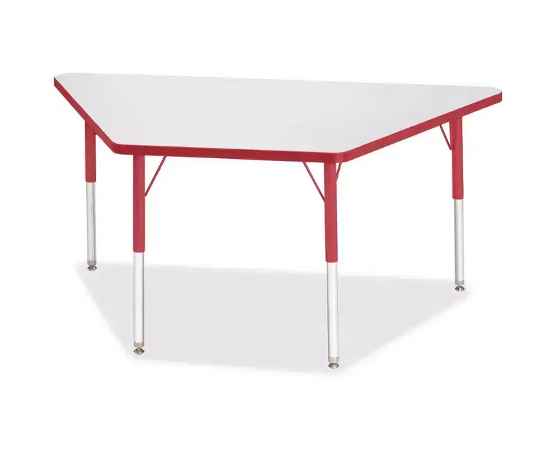 Jonti-Craft Berries Adult Height Gray Laminate Trapezoid Table 30 x 60 in Red