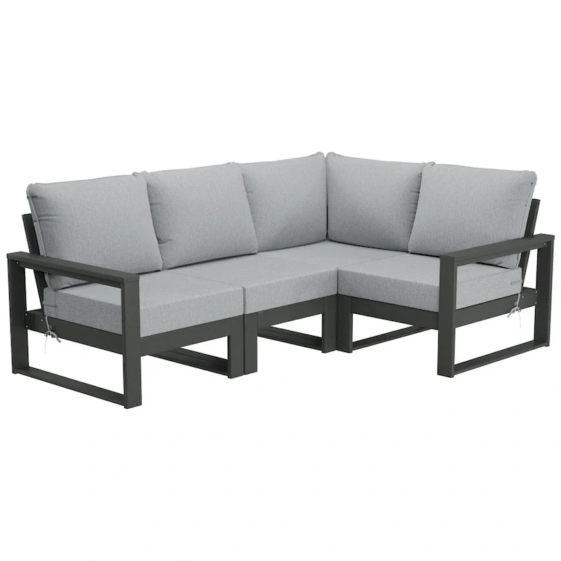 Polytrends Endless Patio 4-Piece Deep Seating Set with Gray Frame
