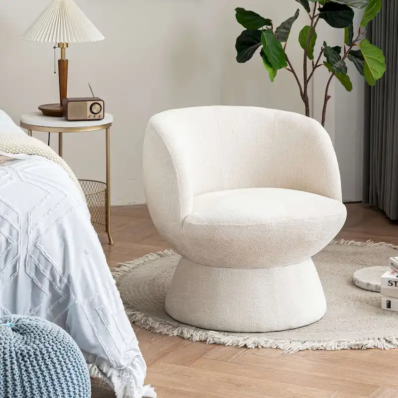 Set of1 Boucle Upholstered Modern Style Swivel Accent Chair
