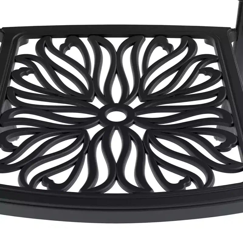 Set of 4 Cast Aluminum Patio Dining Chairs, Black Rust Resistant Frame with Water Resistant Cushions