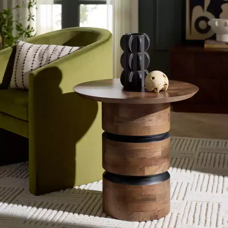 Zorro Round Accent Table - ACC3254 - Walnut - Safavieh