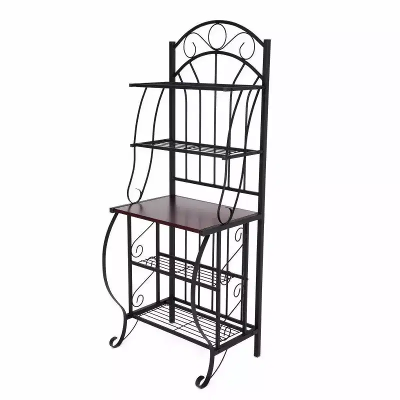 Valencia Baker Rack Storage Unit Metal/Black - Boraam Industries: Scandinavian Style, 5 Shelves, Powder-Coated Finish