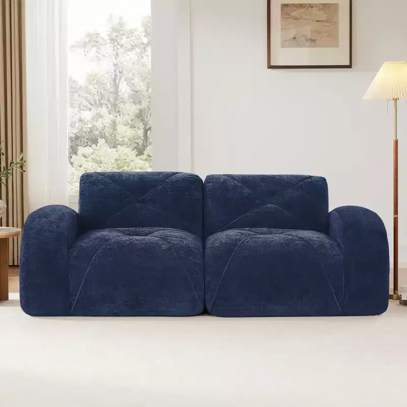 Clihome 2-Seater Tufted Sofa Couches with boneless Sofa,Soft Velvet Fabric,Bottom Anti-Slip Design,32D High Density Sponge,Ergonomic Design Bottom