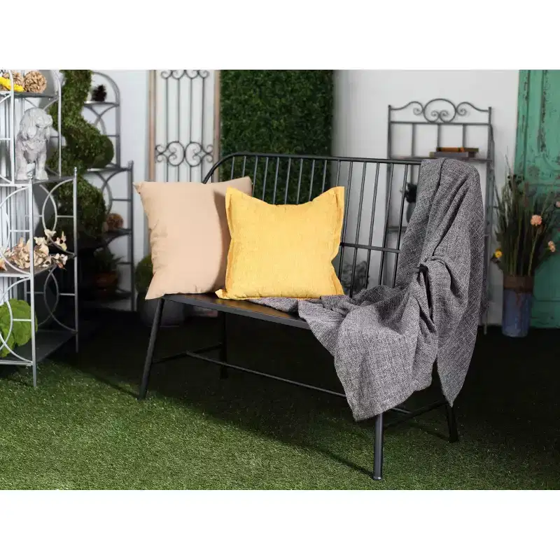 Traditional Outdoor Patio Bench - Black - Olivia & May: Weather-Resistant Iron Garden Seating for 2