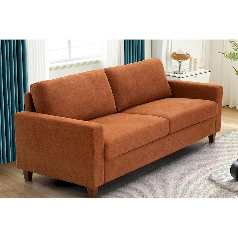 Mid Century Modern Couch 3 Seater Sofa with Reversible Back Pillows Large
