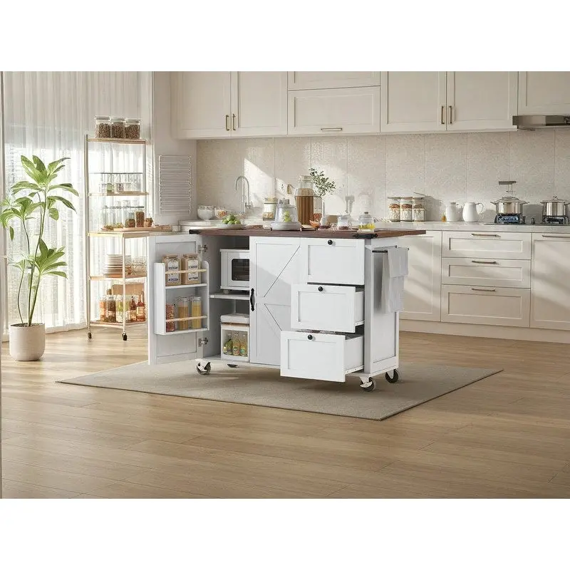Mairi 54.5 Farmhouse Kitchen Island with Power Outlet