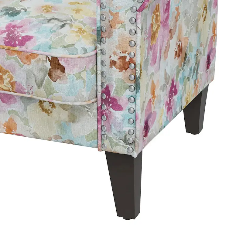 Herve Traditional Rolled Arm Accent Chair with Pewter Nailheads