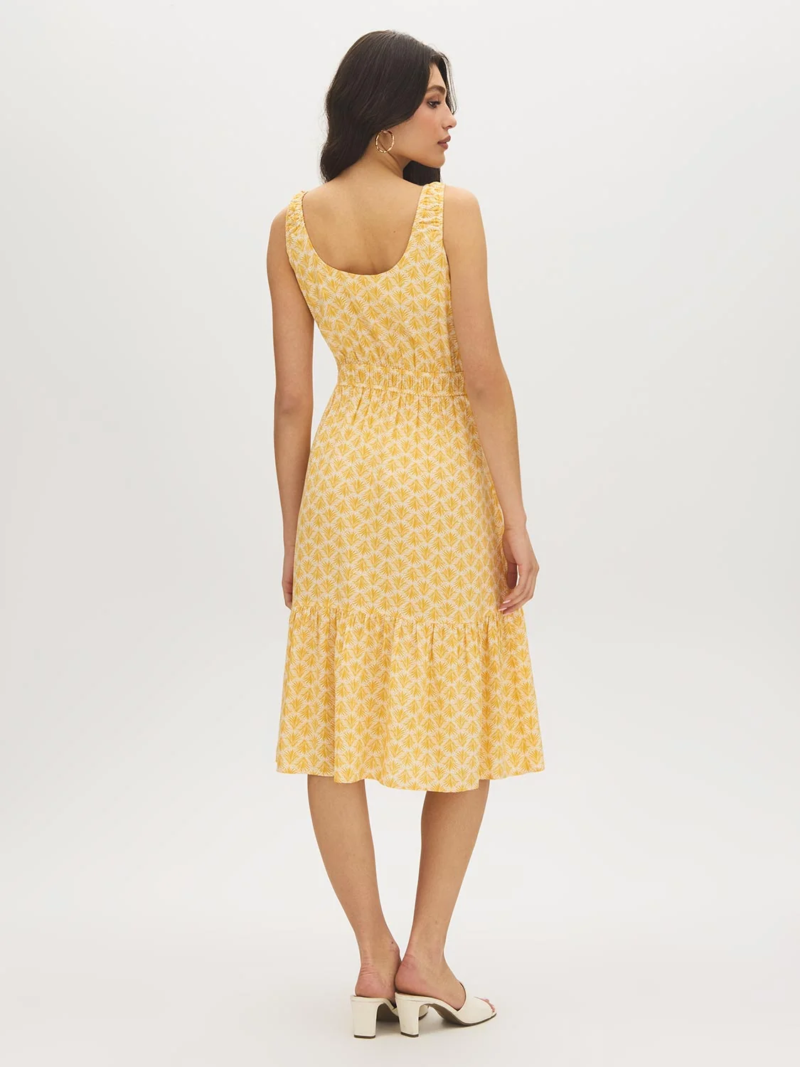 Shell Print Tiered Midi Dress