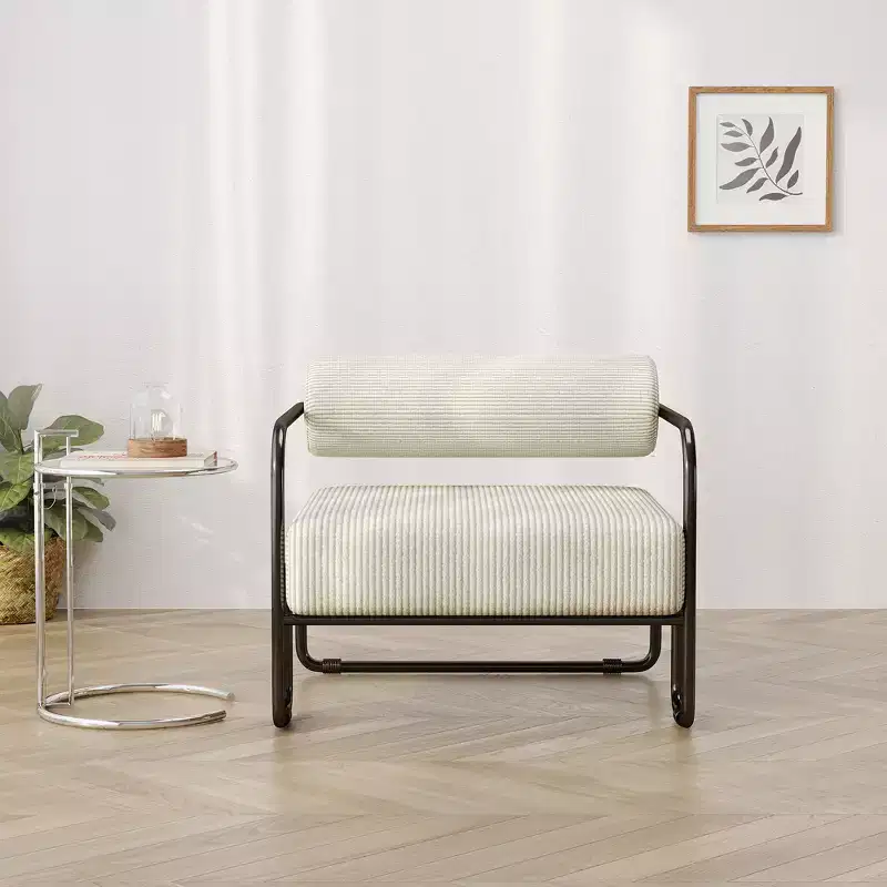 Sofa Chair, Living Room Chair with Backrest and Iron Frame, Upholstered Comfy Reading Arm Chair, Single Sofa Chair for Apartment Bedroom