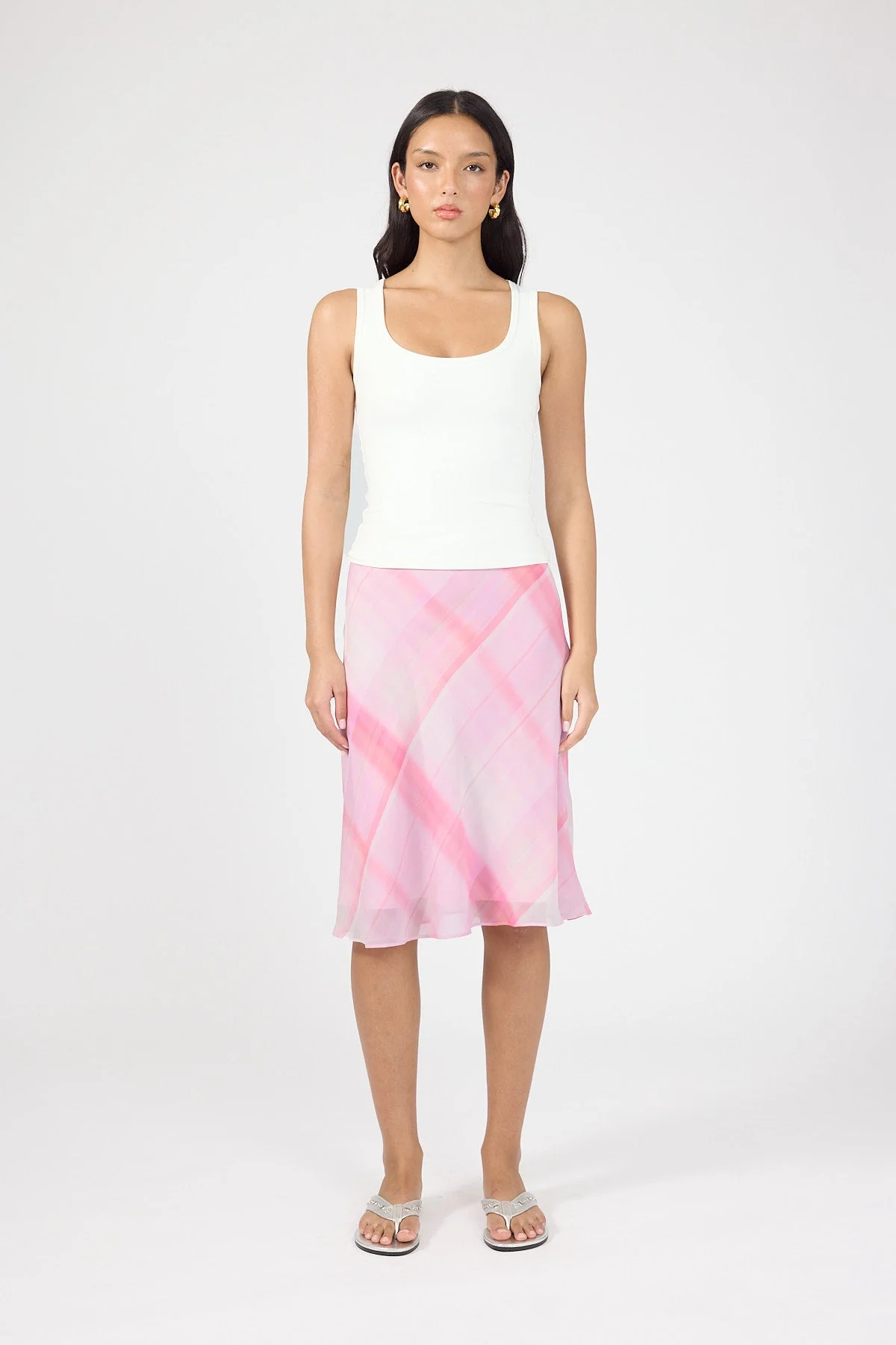 Midi Skirt Pink Check