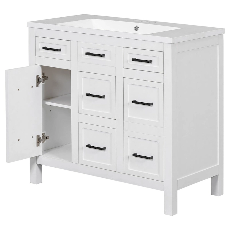 Bathroom Vanity Cabinet with Resin Integrated Sink